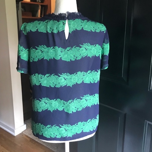 J. Crew Navy and Green Floral Blouse - Picture 4 of 8